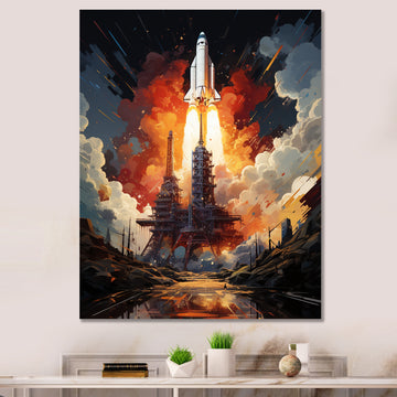 Rocketship Cosmic Ascent I - Rocketship Canvas Wall Art